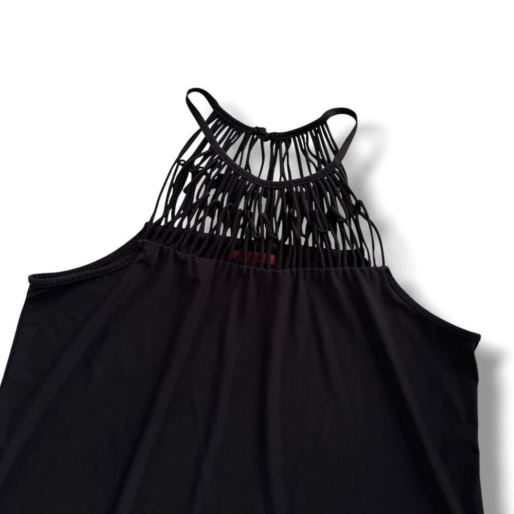 Red by BKE XL Black Cage Neck Strappy Sleeveless Jersey Tank Top Macrame Grunge